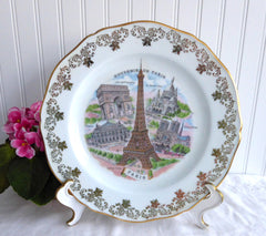 limoges France Paris Souvenir Plate 10 Inch Landmarks Eiffel