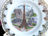 limoges France Paris Souvenir Plate 10 Inch Landmarks Eiffel Tower Arch 1950s