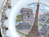 limoges France Paris Souvenir Plate 10 Inch Landmarks Eiffel Tower Arch 1950s