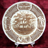 Fair Winds Dinner Plate Nautical Brown Transferware Friendship Salem 10.5 Inch