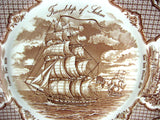Fair Winds Dinner Plate Nautical Brown Transferware Friendship Salem 10.5 Inch