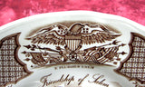 Fair Winds Dinner Plate Nautical Brown Transferware Friendship Salem 10.5 Inch