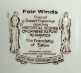 Fair Winds Dinner Plate Nautical Brown Transferware Friendship Salem 10.5 Inch