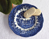 Meakin Romantic England Blue Transferware Dessert Plate Pie 1950s Ironstone