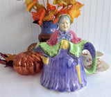 Little Old Lady Teapot English Figural Old Grandmother In Cape 1940s Large 32 Ounce