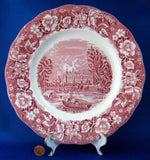 Red Transferware Dinner Plate Palissy Thames River Scenes Eton College 1950s