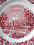 Red Transferware Dinner Plate Palissy Thames River Scenes Eton College 1950s