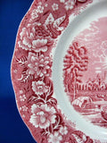 Red Transferware Dinner Plate Palissy Thames River Scenes Eton College 1950s