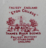 Red Transferware Dinner Plate Palissy Thames River Scenes Eton College 1950s