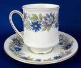 Paragon Cherwell Cup and Saucer Retro 1960s Bone China Groovy Blue Lavender Floral