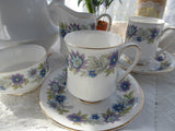 Paragon Cherwell Cup and Saucer Retro 1960s Bone China Groovy Blue Lavender Floral