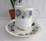 Paragon Cherwell Cup and Saucer Retro 1960s Bone China Groovy Blue Lavender Floral