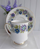 Paragon Cherwell Cup and Saucer Retro 1960s Bone China Groovy Blue Lavender Floral