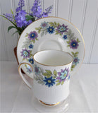 Paragon Cherwell Cup and Saucer Retro 1960s Bone China Groovy Blue Lavender Floral