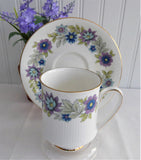 Paragon Cherwell Cup and Saucer Retro 1960s Bone China Groovy Blue Lavender Floral