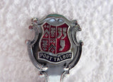 Port Talbot Wales Tea Caddy Spoon 1940s Souvenir Chromium Plate Enamel Tea Scoop