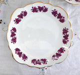 Cake Serving Plate Purple Leaves Clare England 1950s Sandwich Bone China