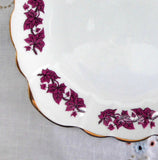 Cake Serving Plate Purple Leaves Clare England 1950s Sandwich Bone China