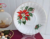 Christmas Noel Cup And Saucer Queen Anne Poinsettia Pine Holly 1950s