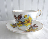 Regency Yellow Daisies Cup And Saucer English Bone China 1950s