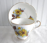 Regency Yellow Daisies Cup And Saucer English Bone China 1950s