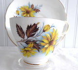Regency Yellow Daisies Cup And Saucer English Bone China 1950s
