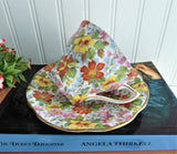 Spring Blossom Chintz Cup And Saucer Rosina 1950s Coral Yellow Blue