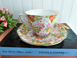 Spring Blossom Chintz Cup And Saucer Rosina 1950s Coral Yellow Blue