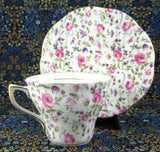Rose And Violet Chintz Cup And Saucer Rosina 1950s Pink Purple