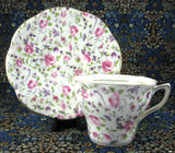 Rose And Violet Chintz Cup And Saucer Rosina 1950s Pink Purple