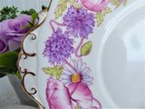 Roslyn England Ambleside Lugged Cake Serving Plate Pink Lavender 1950s Poppies Daisies