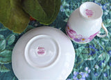 Roslyn Ambleside Cup And Saucer Pink Poppies Daisies 1950s English Bone China