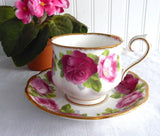 Old English Rose  Royal Albert Cup And Saucer 1950s Brush Gold Hampton