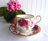 Old English Rose  Royal Albert Cup And Saucer 1950s Brush Gold Hampton