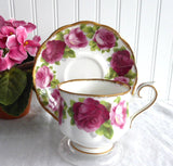 Old English Rose  Royal Albert Cup And Saucer 1950s Brush Gold Hampton