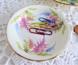 Royal Chelsea Butter Pat English Butter Chip Astilbe 1950s Teabag Caddy Ring Dish