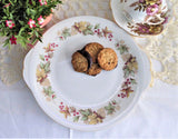 Royal Standard Lyndale Cake Serving Plate Tan Coral Leaves Berries 1950s