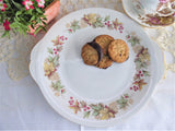 Royal Standard Lyndale Cake Serving Plate Tan Coral Leaves Berries 1950s