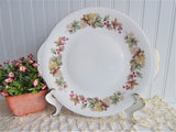 Royal Standard Lyndale Cake Serving Plate Tan Coral Leaves Berries 1950s