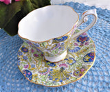 Pretty Tea Cup And Saucer Paisley Chintz 1950s Vintage Royal Standard Blue Pink
