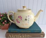Sadler Teapot Hand Painted Floral Ball Teapot Vintage 1960s England 6 Cups Groovy