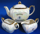 Sadler Cube Teaset Luster Souvenir Quebec Canada Teapot Cream Sugar 1950s Tea Party