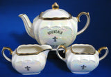 Sadler Cube Teaset Luster Souvenir Quebec Canada Teapot Cream Sugar 1950s Tea Party