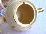 Sadler Teapot Gold And Yellow 1950s Floral Large Vintage Tea Pot 4-6 Cups