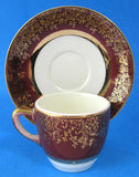 Cup And Saucer Salem Aristocrat Red Gold Overlay Demi After Dinner Coffee