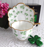Salisbury Shamrock Cup And Saucer English 1950s Bone China Fancy Shape