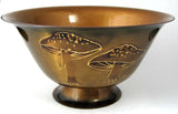 Sascha Brastoff 1950s Signed Copper Bowl Enamel Copper Bowl Mushrooms Large