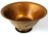 Sascha Brastoff 1950s Signed Copper Bowl Enamel Copper Bowl Mushrooms Large