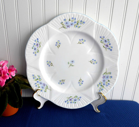 Dinner Plate Shelley China England Blue Rock Dainty 10.75 Inch Plate 1950s Blue And White