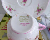 Shelley Dainty Rose Spray Bridal Rose Cup and Saucer England Pink Trim